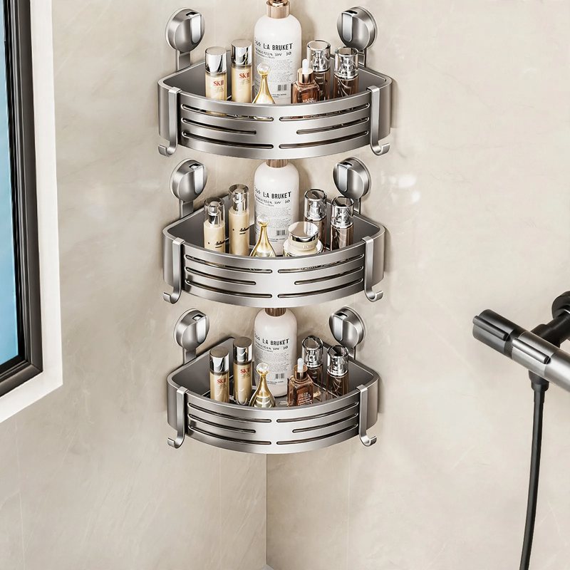 Triangular Bathroom Corner Shelf with Suction Cups