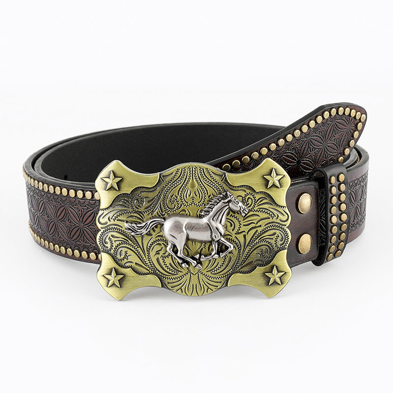 Vintage Western Belt with Animal Buckle – 4 Designs