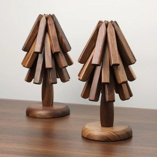Walnut or Beech Wood Trivet | Stackable Heat-Insulating Table Protector for Dining Tables and Kitchens