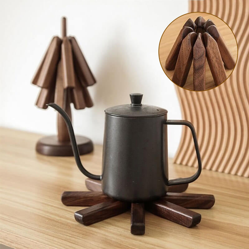 Walnut or Beech Wood Trivet | Stackable Heat-Insulating Table Protector for Dining Tables and Kitchens