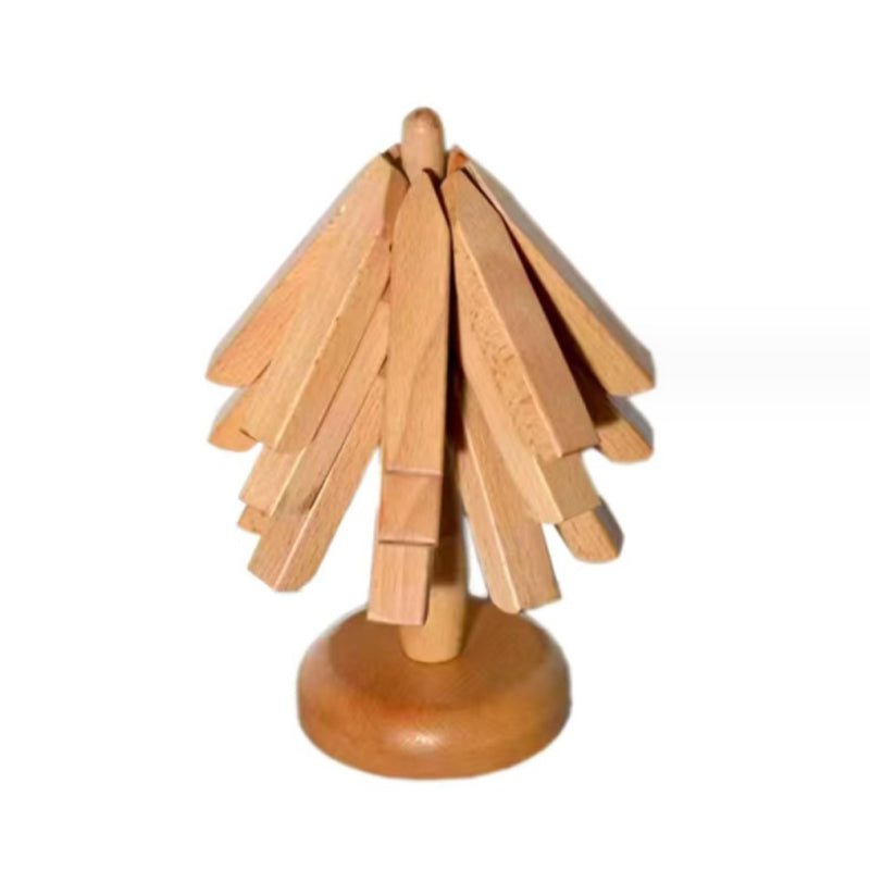 Walnut or Beech Wood Trivet | Stackable Heat-Insulating Table Protector for Dining Tables and Kitchens