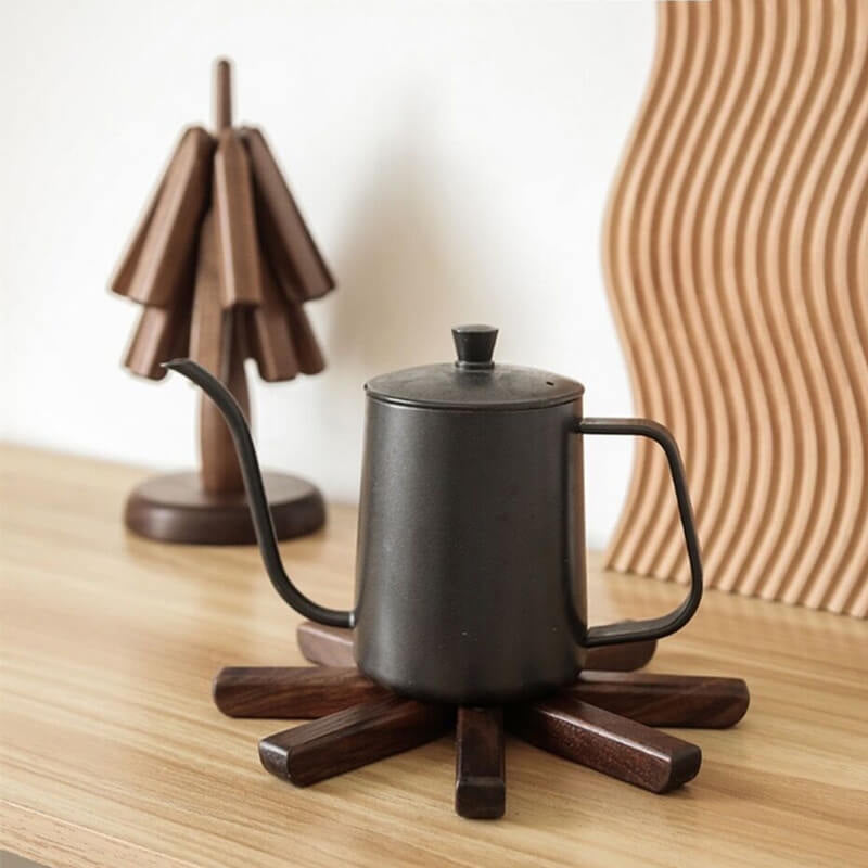 Walnut or Beech Wood Trivet | Stackable Heat-Insulating Table Protector for Dining Tables and Kitchens