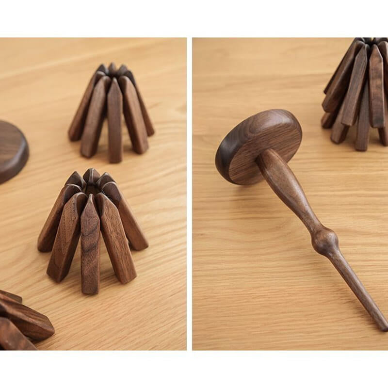 Walnut or Beech Wood Trivet | Stackable Heat-Insulating Table Protector for Dining Tables and Kitchens