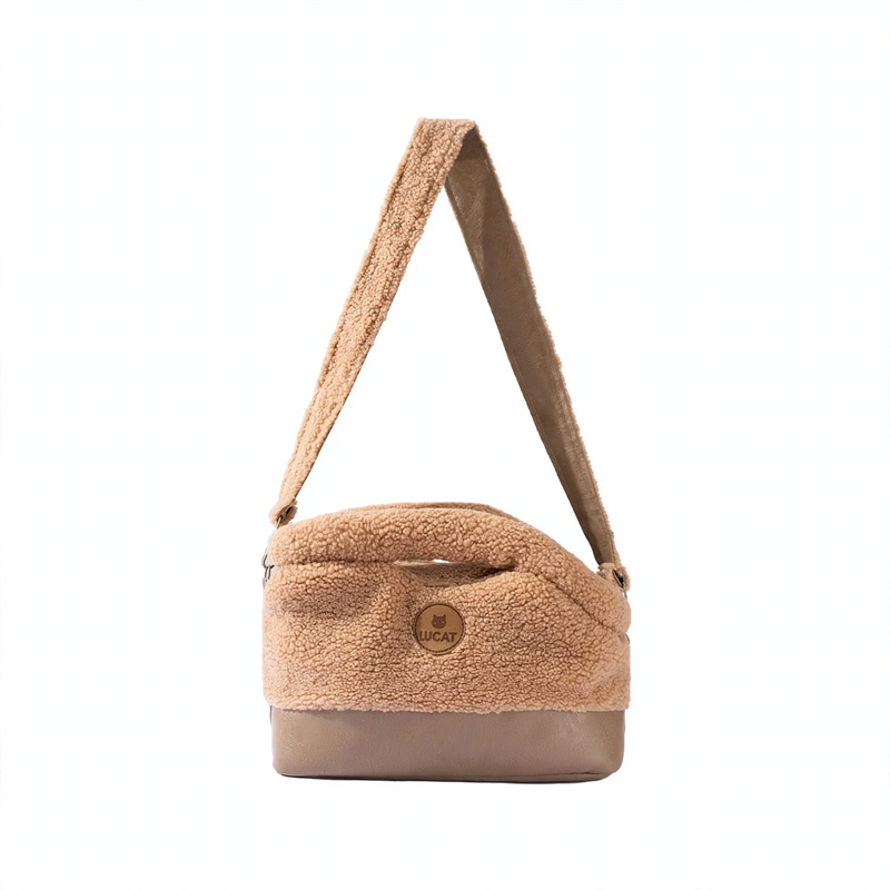 Warm-Lined Lambskin Pet Tote Bag
