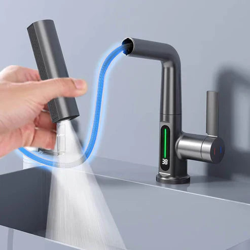 WaterMaster Flexible LED Kitchen & Bathroom Faucet – 360° Swivel, Pull-Out Hose & 5 Spray Modes