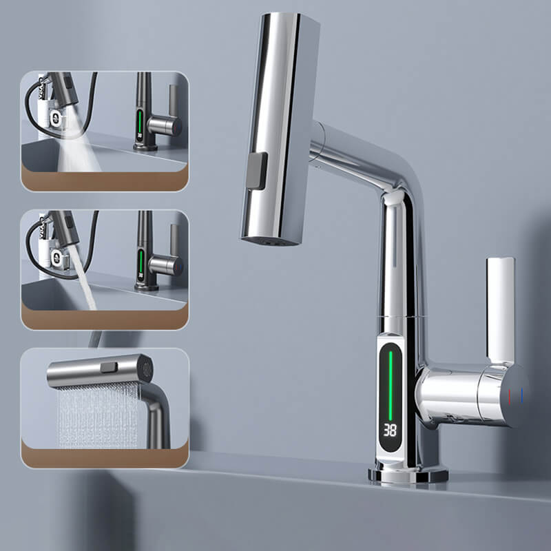 WaterMaster Flexible LED Kitchen & Bathroom Faucet – 360° Swivel, Pull-Out Hose & 5 Spray Modes