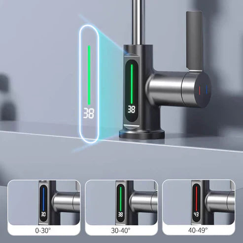 WaterMaster Flexible LED Kitchen & Bathroom Faucet – 360° Swivel, Pull-Out Hose & 5 Spray Modes