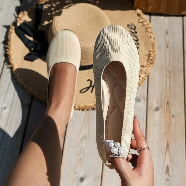 Women's Ballet Flats with Elastic Upper and Orthopedic Insole Support