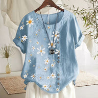 Women's Blouse with Peter Pan Collar and Floral Pattern