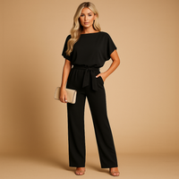 Women's Boat Neck Wide-Leg Jumpsuit