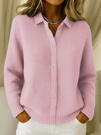 Women's Collared Button-Down Textured Knit Cardigan Sweater
