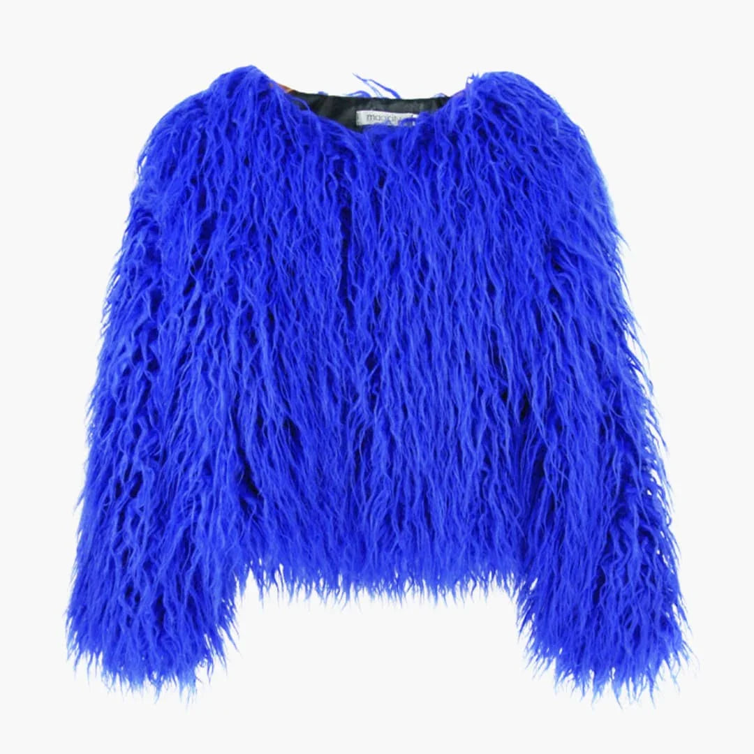Women's Faux Fur Coat with Long Sleeves and Textured Finish