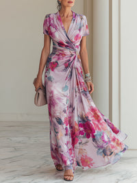 Women's Floral Wrap Maxi Dress for Special Occasions