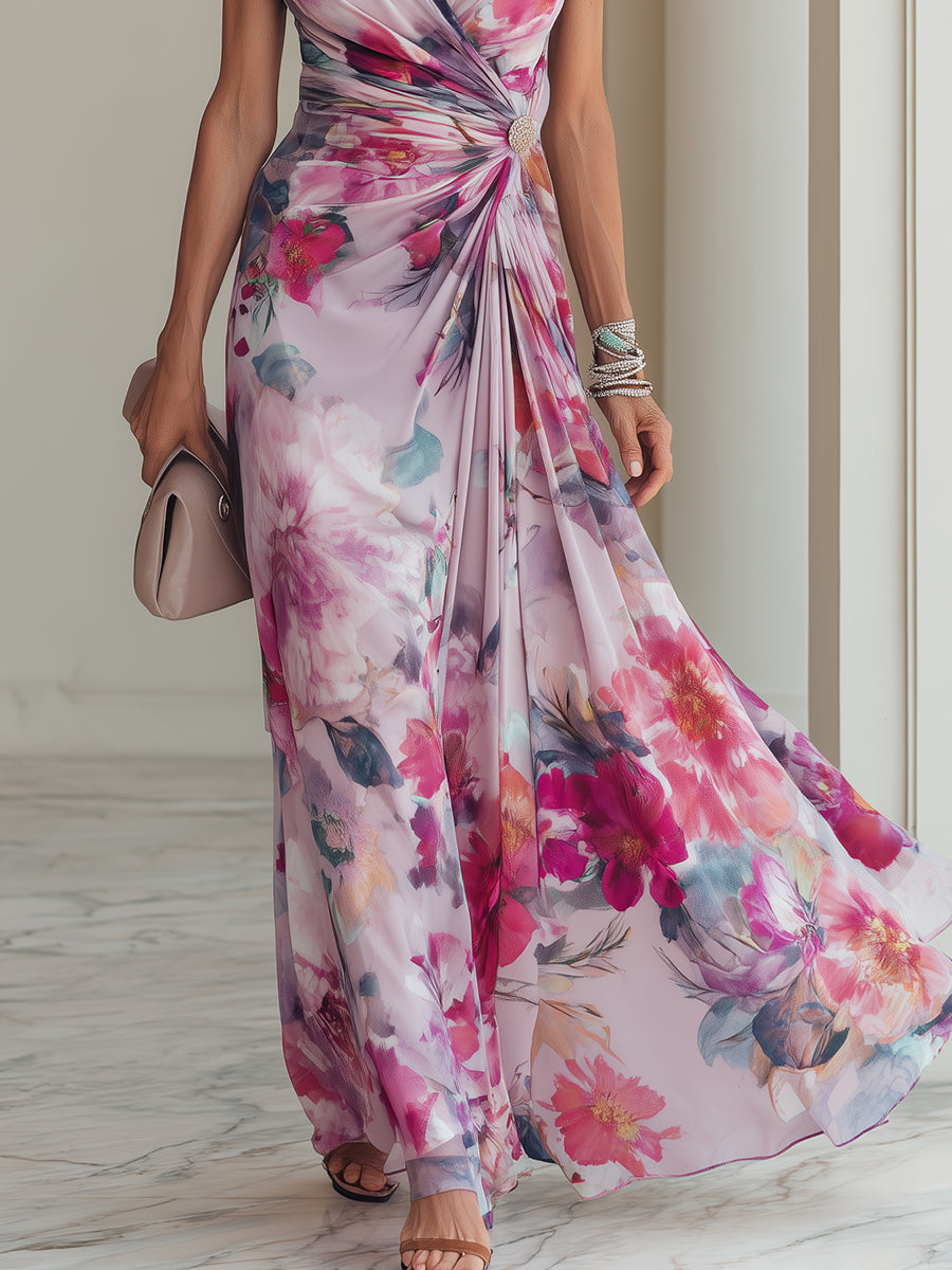 Women's Floral Wrap Maxi Dress for Special Occasions