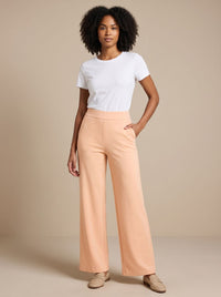 Women's High-Waisted Wide-Leg Stretch Pants with Pockets