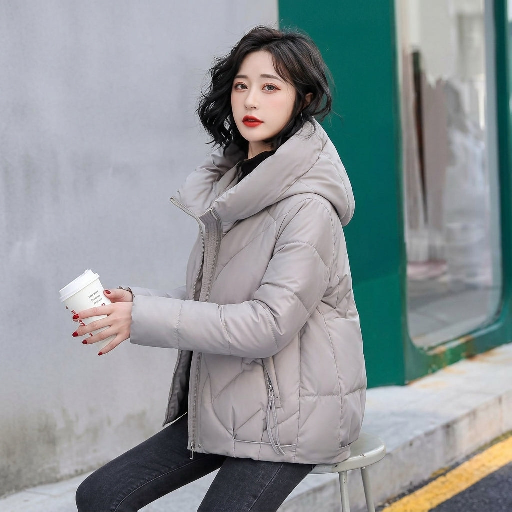 Women's Hooded Zip-Up Padded Winter Puffer Jacket