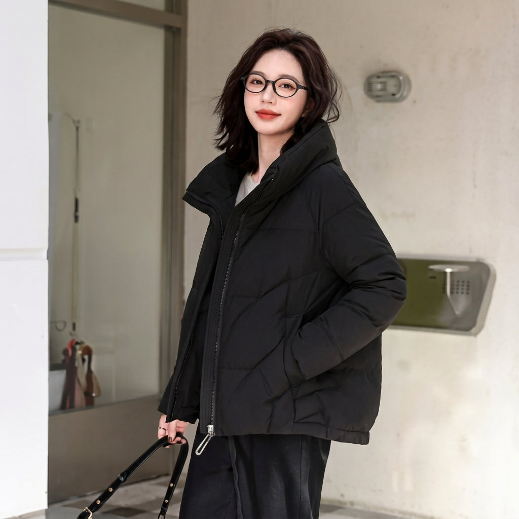 Women's Hooded Zip-Up Padded Winter Puffer Jacket