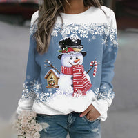 Women's Multicoloured Christmas Sweatshirt with Snowman Print