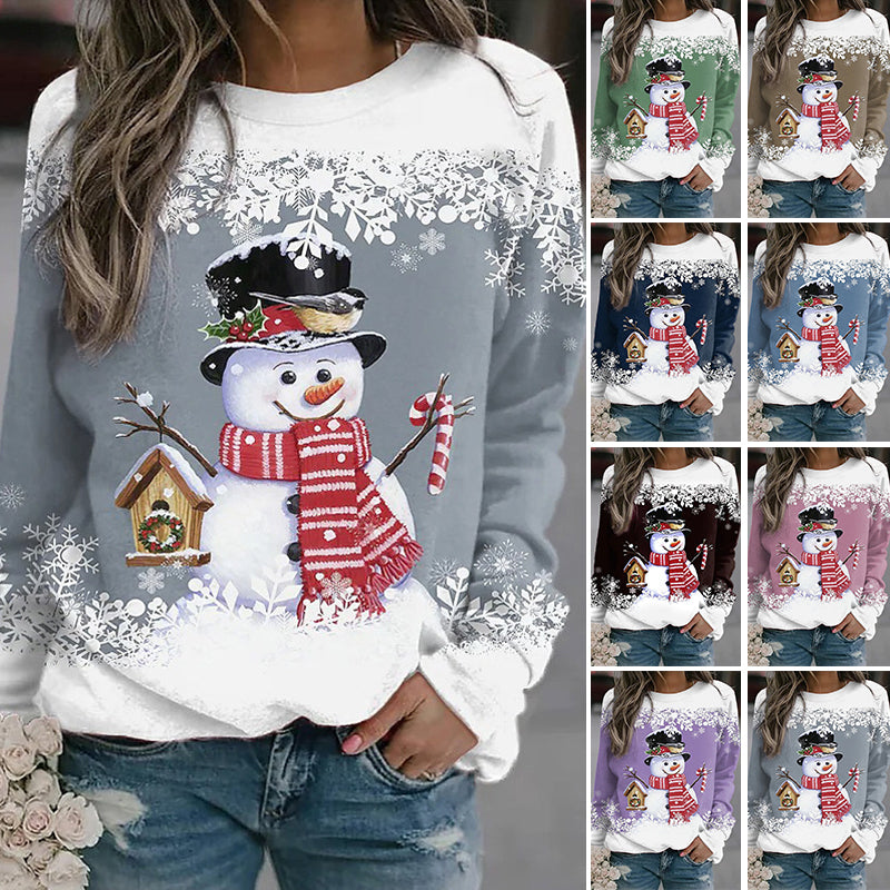 Women's Multicoloured Christmas Sweatshirt with Snowman Print