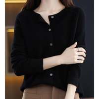 Women's O-neck Cardigan with Elegant Design