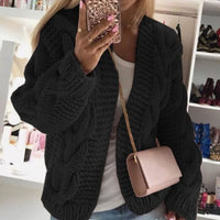 Women's Oversized Cable Knit Open-Front Chunky Cardigan