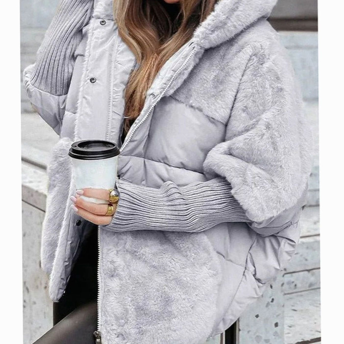 Women's Oversized Faux Fur Hooded Winter Puffer Jacket