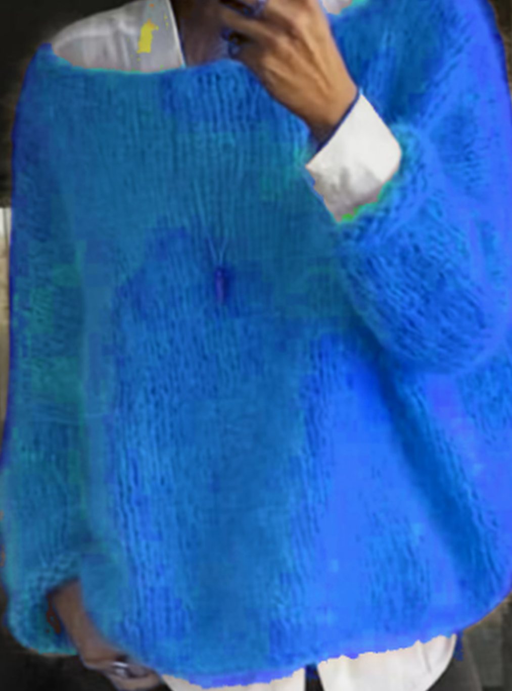 Women's Oversized Fuzzy Knit Long-Sleeve Pullover Sweater
