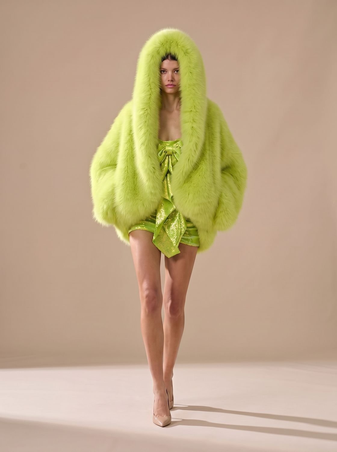 Women's Oversized Hooded Faux Fur Long Sleeve Winter Coat