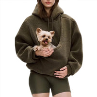 Women's Oversized Sherpa Hoodie with Pet Pocket