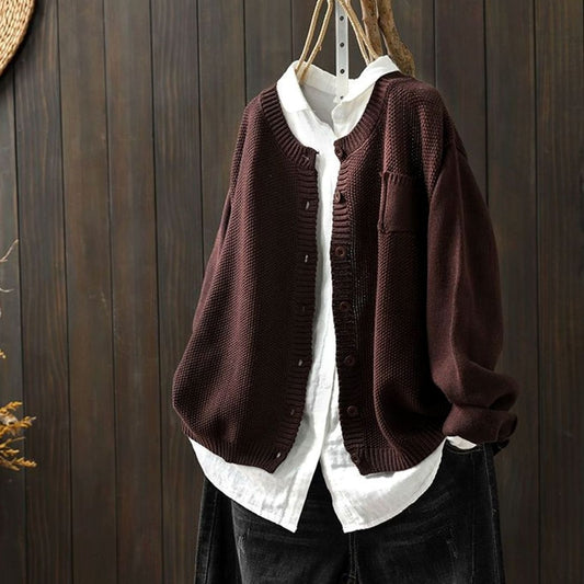 Women's Relaxed-Fit Button-Front Knit Cardigan Sweater