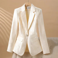 Women's Rosette Blazer with Jeweled Button