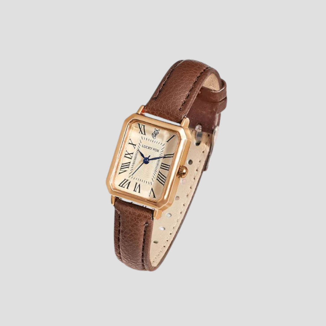 Women's Square Watch with Leather Strap - Classic Elegance and Everyday Charm