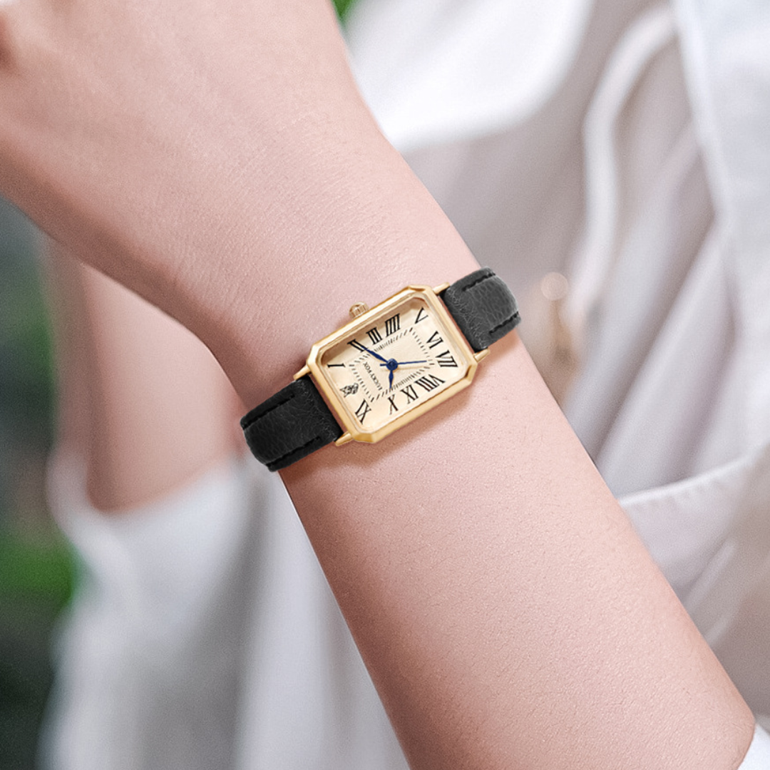 Women's Square Watch with Leather Strap - Classic Elegance and Everyday Charm