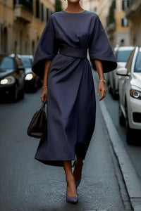 Elegant Belted A Line Midi Dress