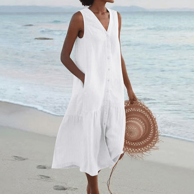 Image of Women's Button-Down A-Line Midi Dress