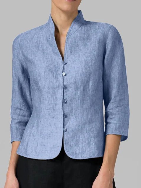 Image of Women's Button-Down Mandarin Collar Blouse
