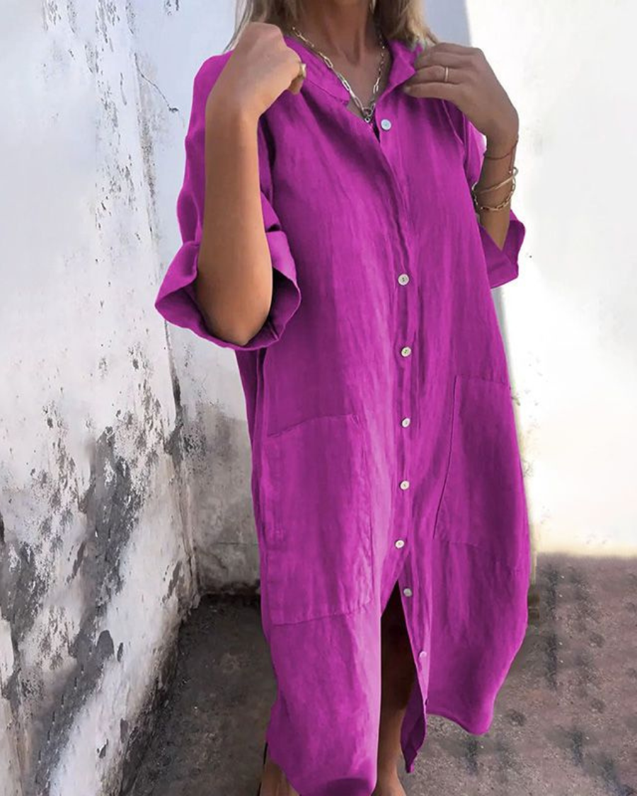 Image of Women's Button-Down Midi Shirt Dress