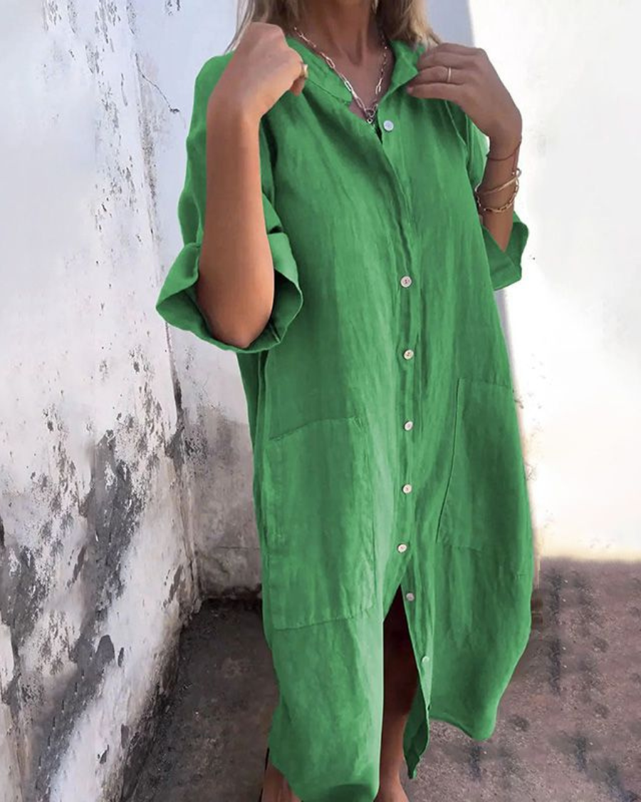 Image of Women's Button-Down Midi Shirt Dress