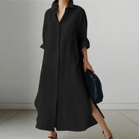 Women's Long Sleeve Shirt Maxi Dress