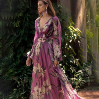 Elegant Floral Wrap Maxi Dress
