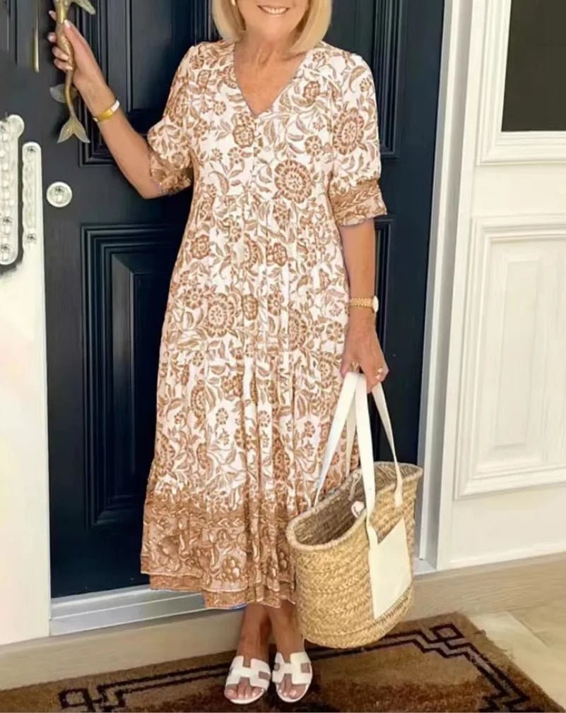 Image of Women's Floral A-Line Midi Dress