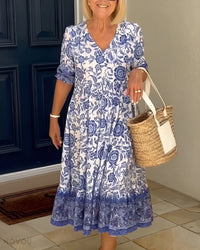 Elegant Floral A Line Midi Dress