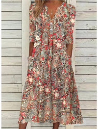 Elegant Floral A Line Midi Dress