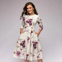 Elegant Floral A Line Midi Dress