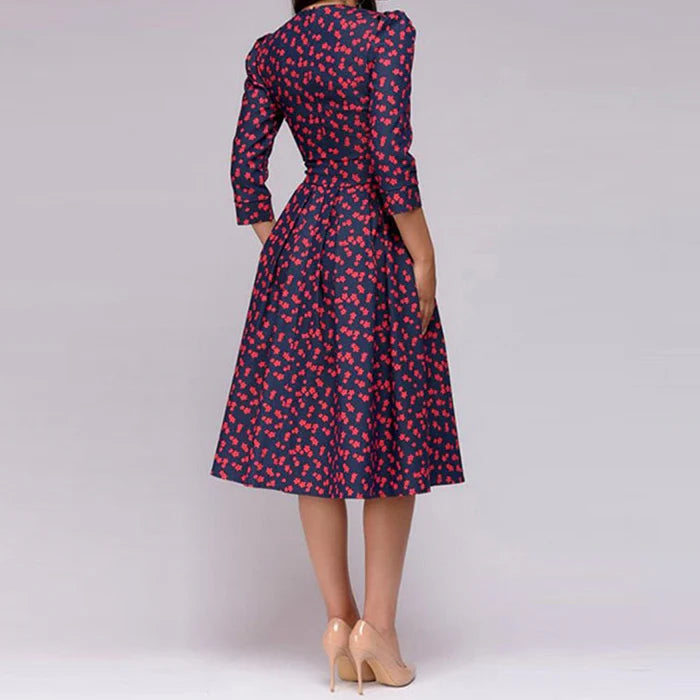 Image of Women's Floral Print A-Line Midi Dress