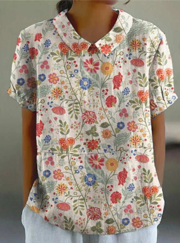 Image of Women's Floral Print Collared Blouse