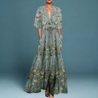 Elegant Floral Wrap Maxi Dress