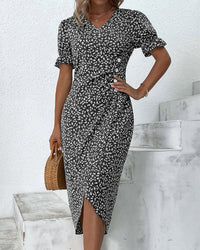 Women's Floral Wrap Midi Dress