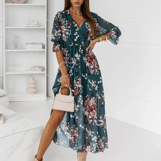 Image of Women's Floral Wrap Midi Dress