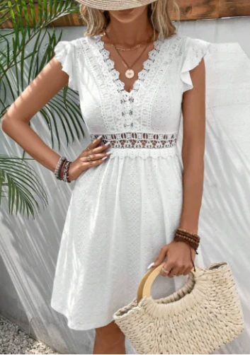 Image of Women's Flutter Sleeve A-Line Mini Dress